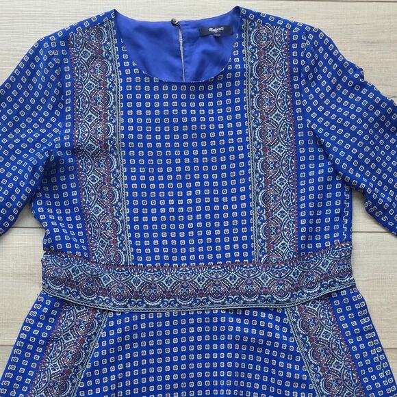 Madewell Ascot Blue Grid Pattern Silk Mini Dress Women Sz M - Picture 7 of 11